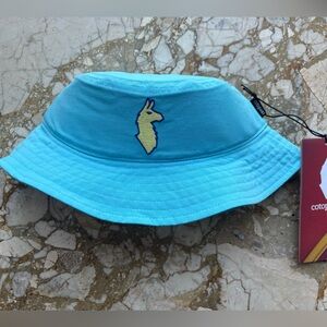Cotopaxi Teca Bucket Hat Unisex One Size Turquoise Blue Llama Logo NWT
